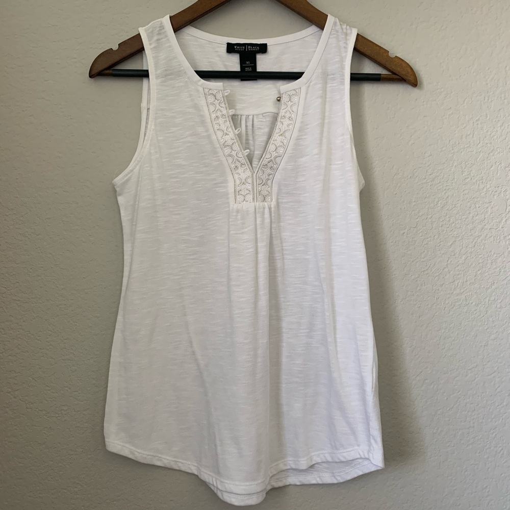 WHBM Heathered/Embroidered Tank Top